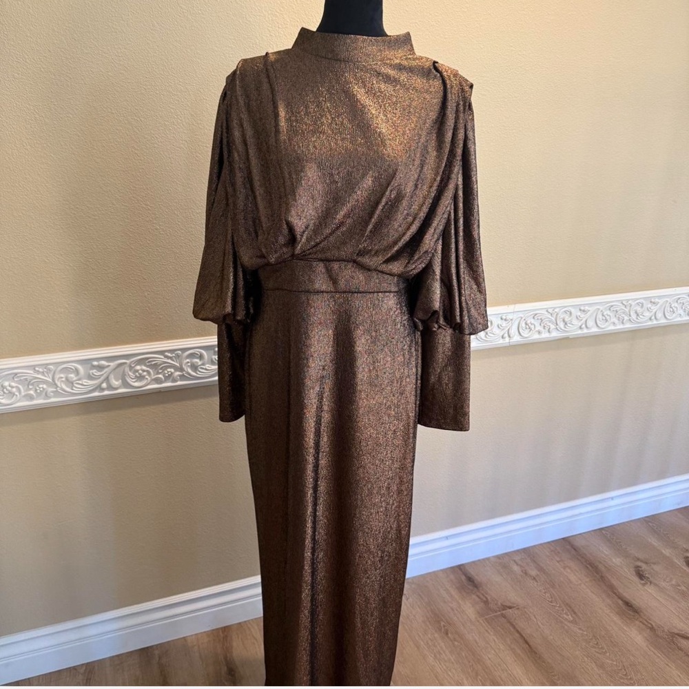 Large Modest Metallic Long Sleeve Dress